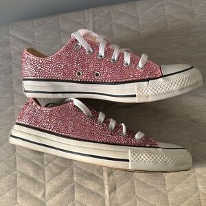 Custom Pink Bling Converse worn twice Size 5 men 7 women